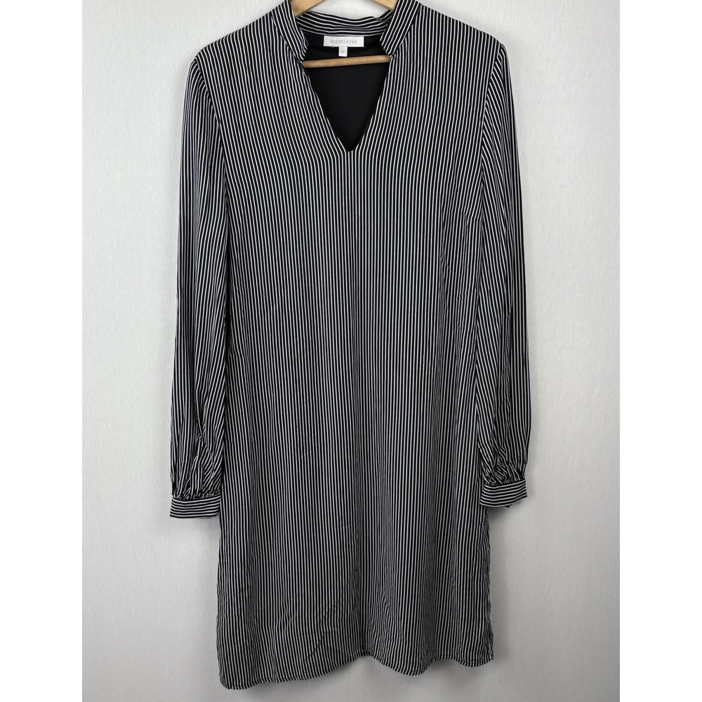 Rue de la Paix‎ Shirt Dress Size 10 Blk & Wht Striped Classic Timeless Career
